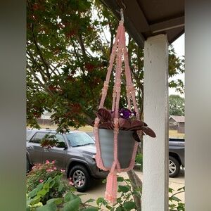 Vintage Pink, Beaded Plant Holder